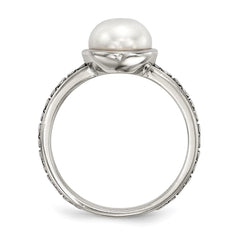 Sterling Silver w/14k Antiqued 8mm Button FWC Pearl Set of 3 Rings - 3