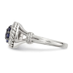 Sterling Silver Blue & White CZ Ring - 3