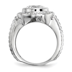 Sterling Silver Rhodium-plated Mens CZ Ring - 6
