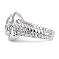 Sterling Silver Rhodium-plated Mens CZ Ring - 6