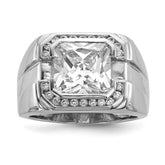 Sterling Silver Rhodium-plated Mens CZ Ring - 5