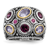 Sterling Silver Rhod. w/14k Pink Qrtz Rhodolite GA & Pink Tourmaline Ring - 2