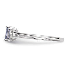 Sterling Silver Rhodium 3 Stone Tanzanite Ring - 2