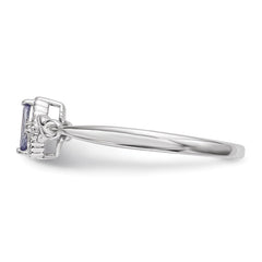 Sterling Silver Rhodium Diam. and Tanzanite Ring - 3