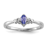Sterling Silver Rhodium Diam. and Tanzanite Ring - 3