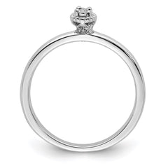 Sterling Silver Rhodium Plated Polished Diamond Ring - 5