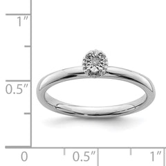 Sterling Silver Rhodium Plated Polished Diamond Ring - 6