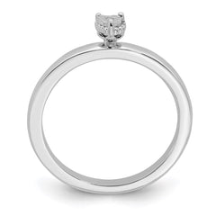 Sterling Silver Rhodium Plated Polished Diamond Heart Shape Ring - 2