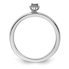 Sterling Silver Rhodium Plated Polished Diamond Ring - 8