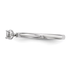 Sterling Silver Rhodium Plated Polished Diamond Ring - 7