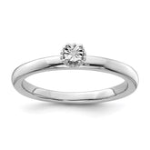 Sterling Silver Rhodium Plated Polished Diamond Ring - 7