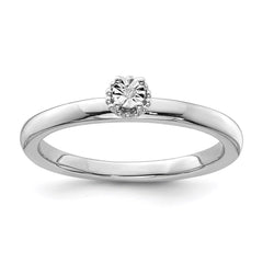 Sterling Silver Rhodium Plated Polished Diamond Ring - 9