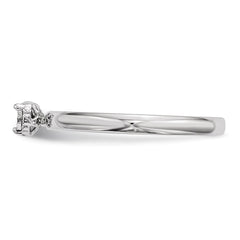 Sterling Silver Rhodium Plated Polished Diamond Square Shape Ring