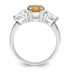 Sterling Silver Rhodium Citrine ring - 9