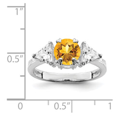Sterling Silver Rhodium Citrine ring - 9