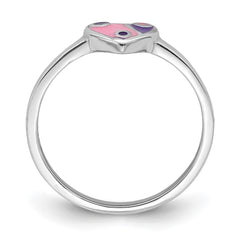Sterling Silver RH-plated Pink & Purple Enameled Heart Children's Ring - 2