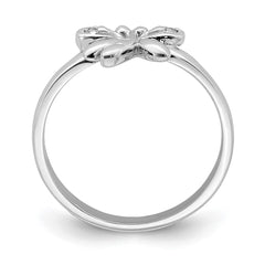Sterling Silver Rhodium-plated Polished CZ Dragonfly Children's Ring