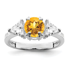 Sterling Silver Rhodium Citrine ring - 9