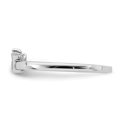Sterling Silver Rhodium-plated Polished Pink Enamel Crown Children's Ring - 2