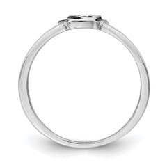 Sterling Silver RH-plated Black & White Enameled Puppy Children's Ring - 2
