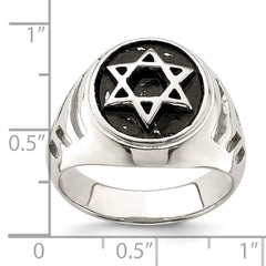 Sterling Silver Antiqued Star of David Ring - 3
