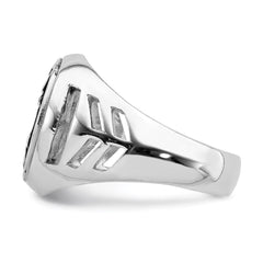 Sterling Silver Rhodium-plated & Antiqued Plated Anchor Ring - 3