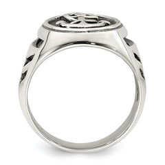 Sterling Silver Antiqued Anchor Ring - 3