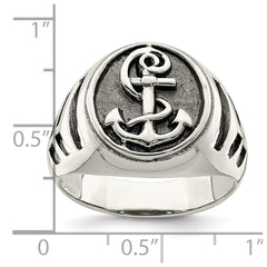 Sterling Silver Antiqued Anchor Ring - 3