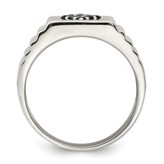 Sterling Silver Rhodium-plated Men's Onyx Ring - 5