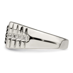 Sterling Silver Rhodium-plated Men's Onyx Ring - 5