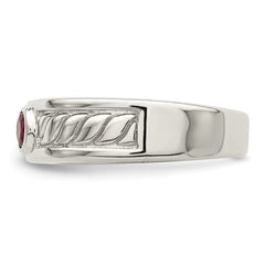 Sterling Silver Rhodium-plated Men's Ruby Ring - 3