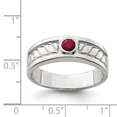 Sterling Silver Rhodium-plated Men's Ruby Ring - 3