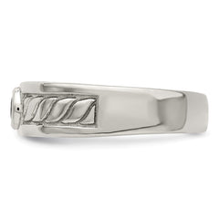 Sterling Silver Rhodium-plated Men's Blue Sapphire Ring - 6