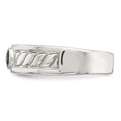Sterling Silver Rhodium-plated Men's Onyx Ring - 15