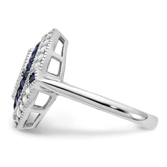 Sterling Silver Rhodium-plated CZ and Synthetic Blue Spinel Ring - 2