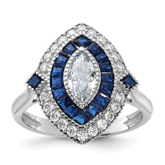 Sterling Silver Rhodium-plated CZ and Synthetic Blue Spinel Ring - 3