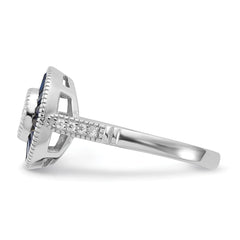 Sterling Silver Rhodium-plated Synthetic Blue Spinel and CZ Ring - 3