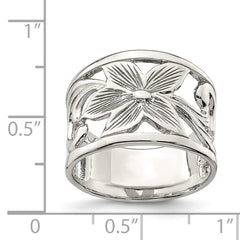 Sterling Silver Rhodium-plated Flower Ring - 3