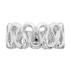 Sterling Silver Rhodium-plated Fancy Swirls Band - 2