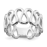 Sterling Silver Rhodium-plated Fancy Swirls Band - 2
