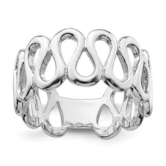 Sterling Silver Rhodium-plated Fancy Swirls Band - 3
