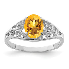 Sterling Silver Rhodium Citrine ring - 2