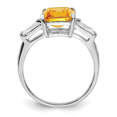 Sterling Silver Rhodium Citrine ring - 8