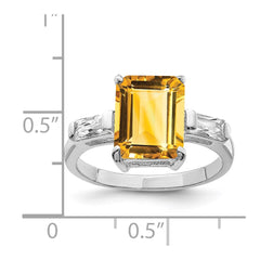 Sterling Silver Rhodium Citrine ring - 6