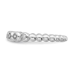 Sterling Silver Rhodium Plated CZ Ring - 3