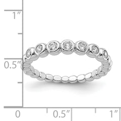 Sterling Silver Rhodium Plated CZ Ring - 6