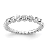 Sterling Silver Rhodium Plated CZ Ring - 3