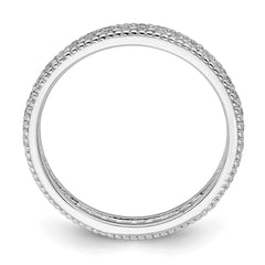 Sterling Silver Rhodium Plated CZ Ring - 10