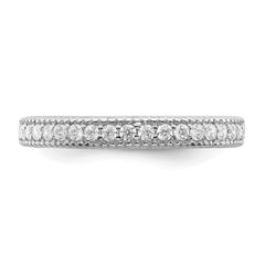 Sterling Silver Rhodium Plated CZ Ring - 10