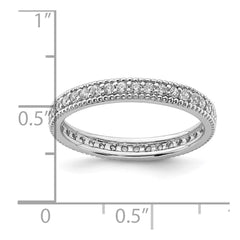Sterling Silver Rhodium Plated CZ Ring - 10